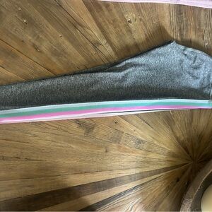 Spiritual Gangster Gray Leggings with Pastel Stripes - youth 10